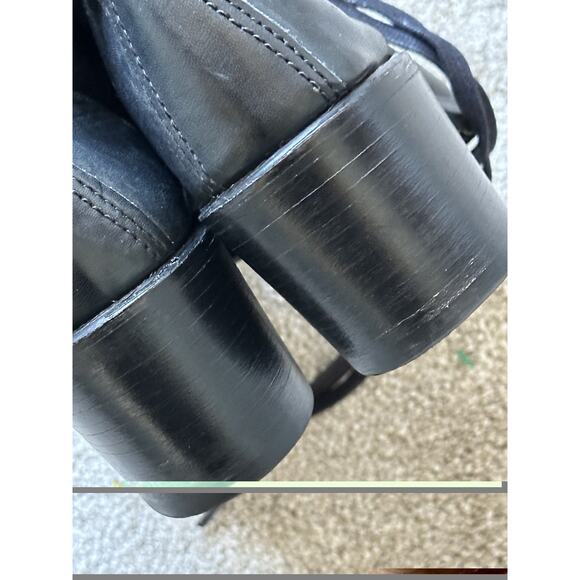 Frye Sabrina leather lace up 2" block heel ankle calf boots lug combat $438 - Picture 11 of 13